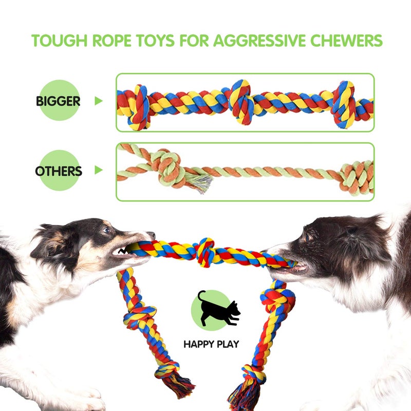SHARLOVY Large Tough Chew Toys for Aggressive Chewers Large Breed,Heavy Duty Dental Rope Toys Kit for Medium Dogs,5 Knots Indestructible Cotton Puppy Teething Chew Tug Toy Set of 9 - Image 3